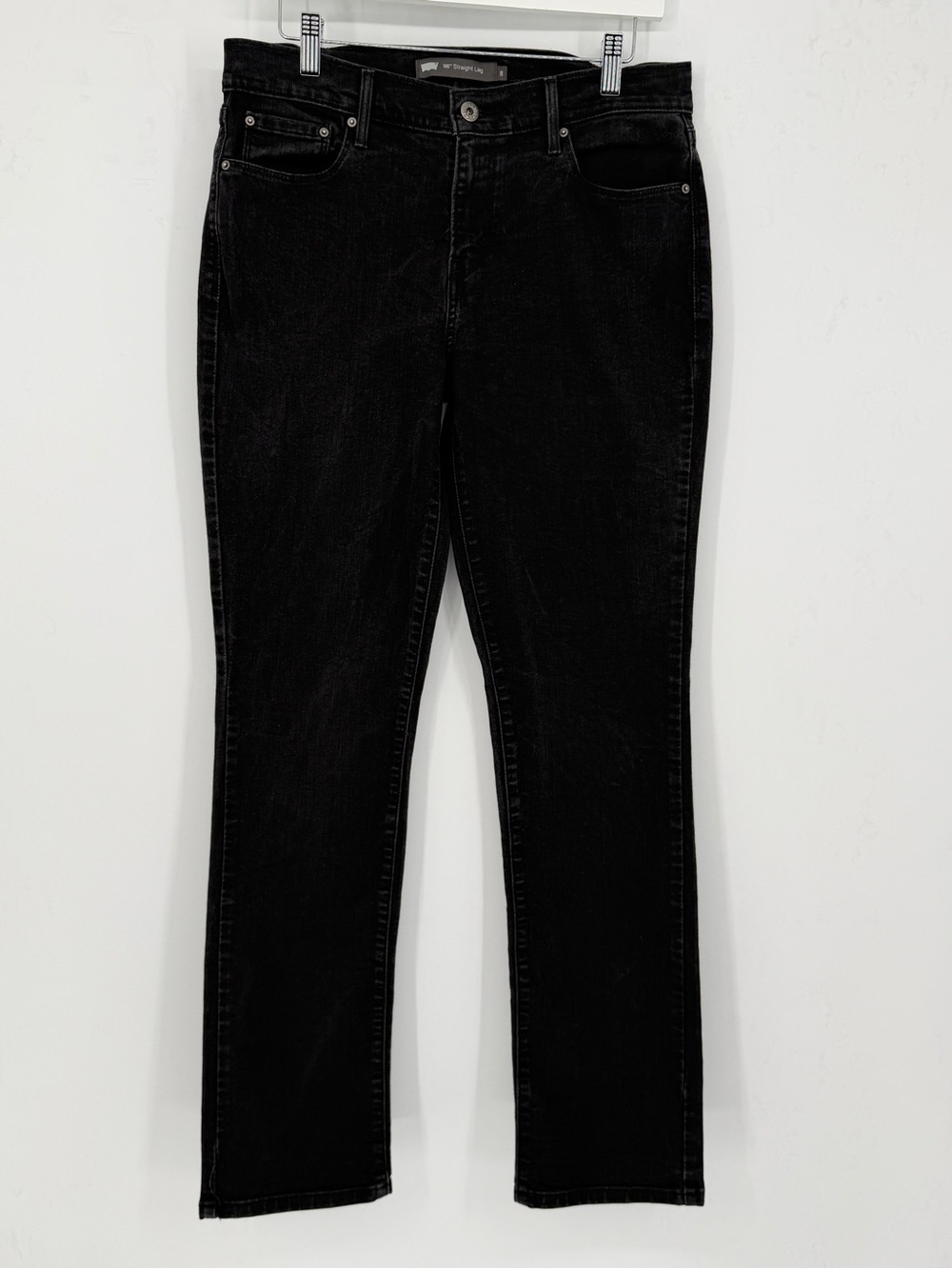 Levi's 505 Distressed Black Straight Leg Jeans